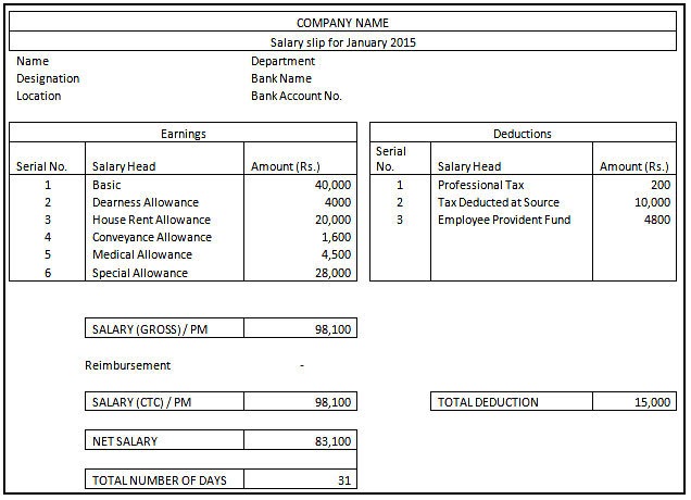 salary slip format